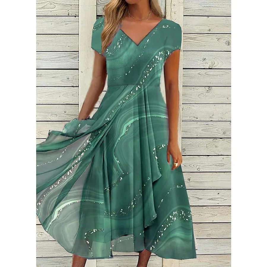 Revaux | V-Ausschnitt Midi Kleid